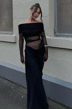 Off-shoulder column gown - View 16 | TEVQA