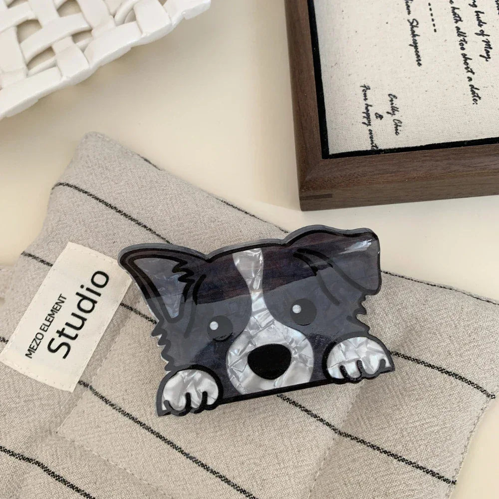 Whimsical Dog Breed Acetate Hair Claw Clip (3.7 Inch) - TEVQA