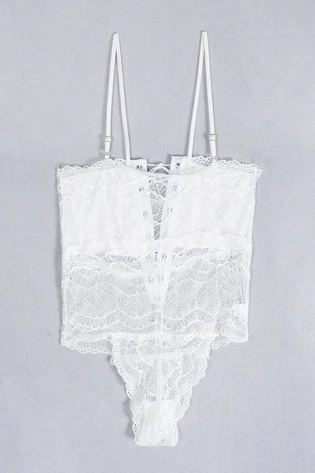Hollow Out Lace Bodysuit & Lingerie - TEVQA
