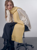 Soft Chunky Knit Oversized Scarf with fringe detailing - View 7 | TEVQA