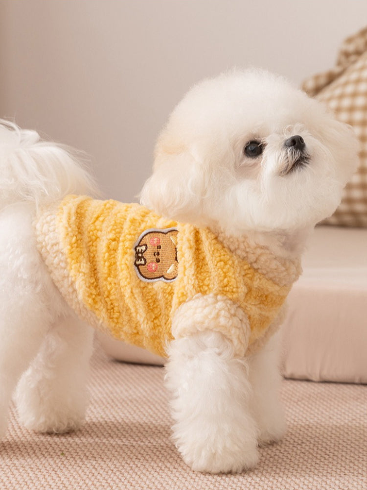 Striped Sherpa Fleece Pet Vest with D-Ring - View 6 | TEVQA