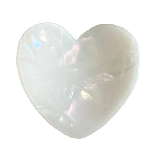 White iridescent heart-shaped hair clip