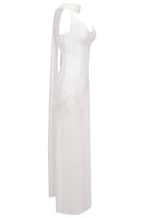 White Strapless Scarf Maxi Dress | Dress In Beauty
