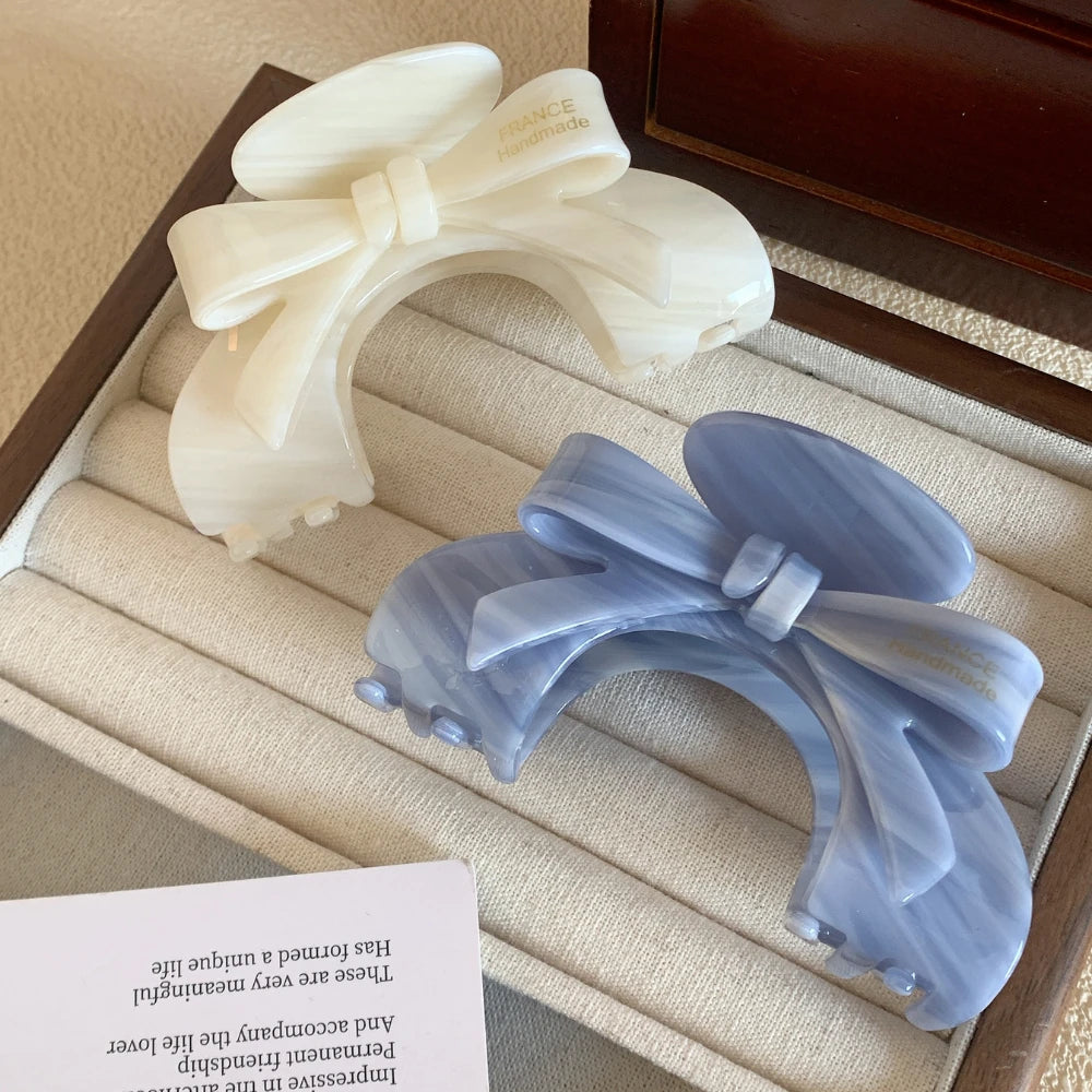 Arched Bow Acetate Hair Claw Clip - 3.5 Inch Ergonomic French Style Clip