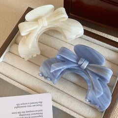 Arched Bow Acetate Hair Claw Clip - 3.5 Inch Ergonomic French Style Clip