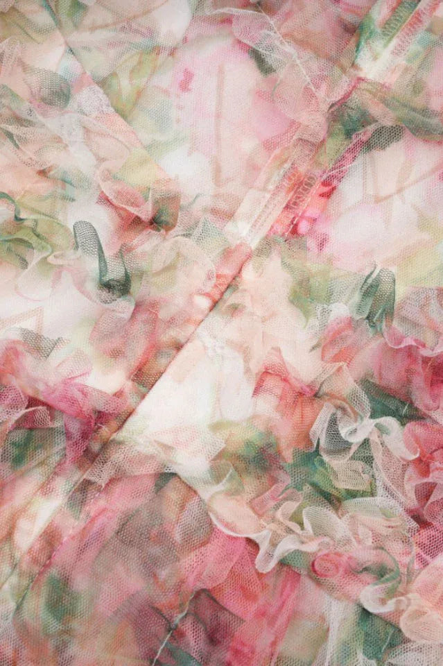 Floral Chiffon A-Line Dress - View 17 | TEVQA