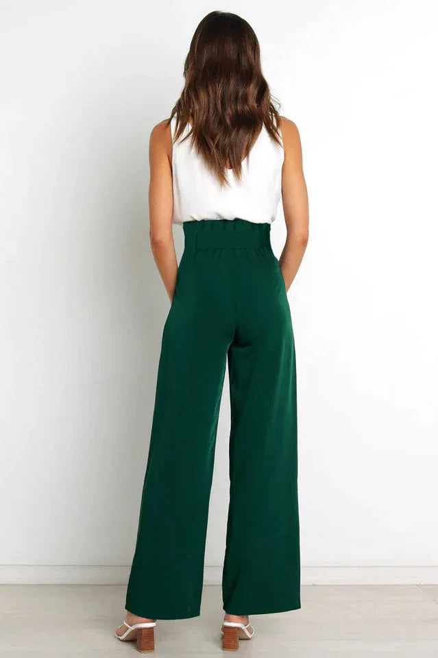 Belted wide leg crepe trousers - View 21 | TEVQA