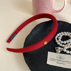 Slim Preppy Headband with Gold Stud - 0.6 Inch