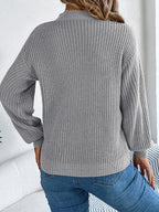 White Cutout V-Neck Cable Knit Sweater - TEVQA