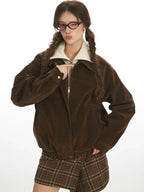 Vintage Chocolate Brown Suede Bomber Jacket - TEVQA