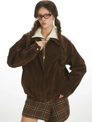 Vintage Chocolate Brown Suede Bomber Jacket - TEVQA