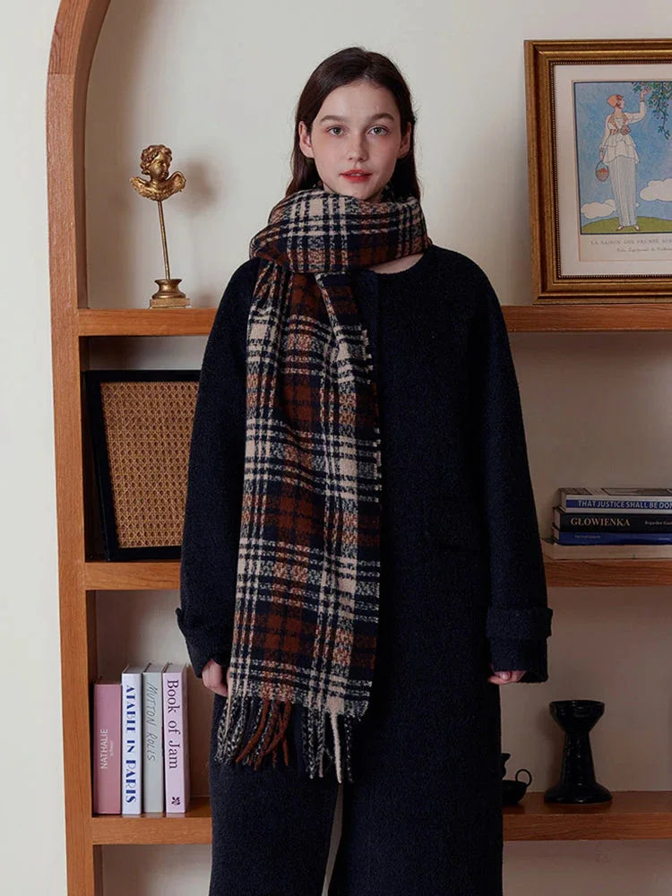 Vintage Academy Plaid Scarf - TEVQA