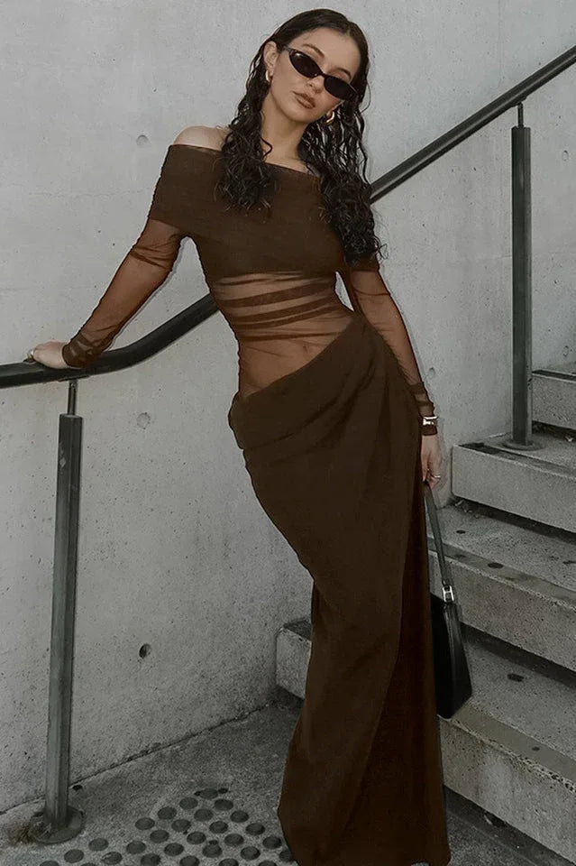 Off-shoulder column gown - View 21 | TEVQA