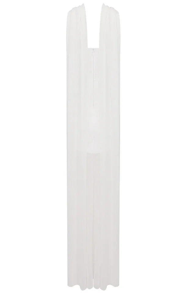 White Strapless Scarf Maxi Dress - TEVQA