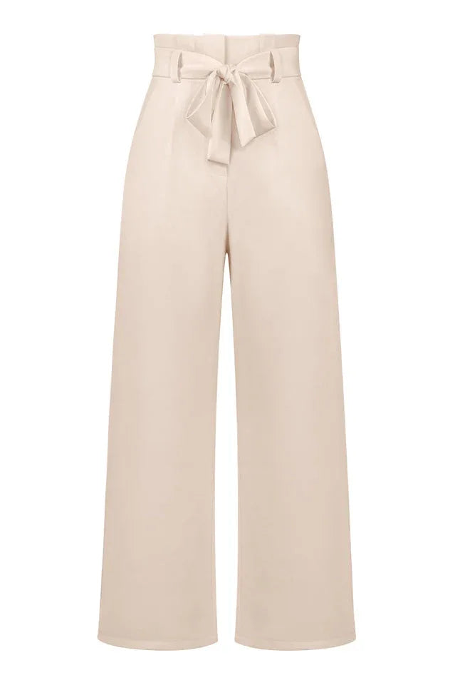 Belted wide leg crepe trousers - View 29 | TEVQA