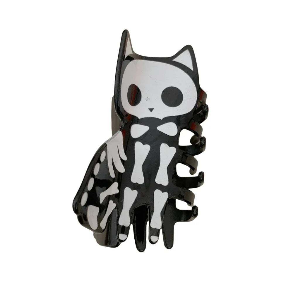 Black skeleton cat claw hair clip Main image