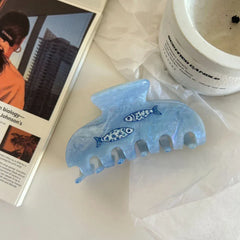 Medium Coastal Print Acetate Hair Claw Clip - View 6 | TEVQA