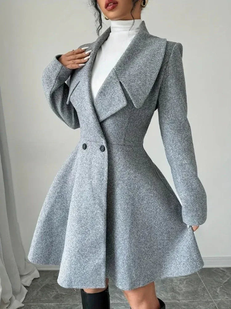 The Genevieve Fit & Flare Wool Coat Dress - TEVQA Main image
