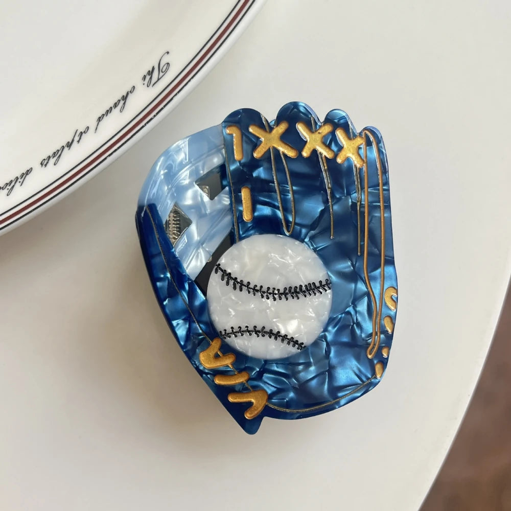 3.15 Inch Baseball Glove Acetate Hair Claw - Solid 32g Game Day Clip
