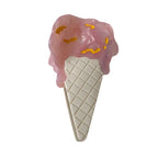Pink ice cream cone hair clip with yellow drizzle