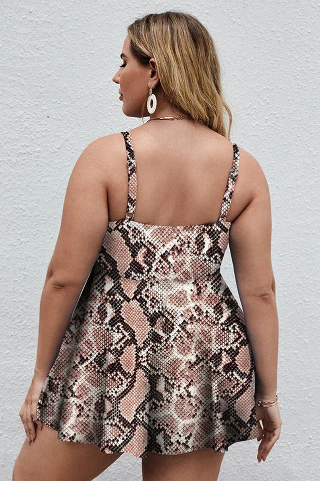 Floral print tankini swim dress with shorts - View 21 | TEVQA