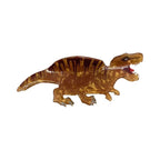 brown acrylic dinosaur hair clip with red mouth detail