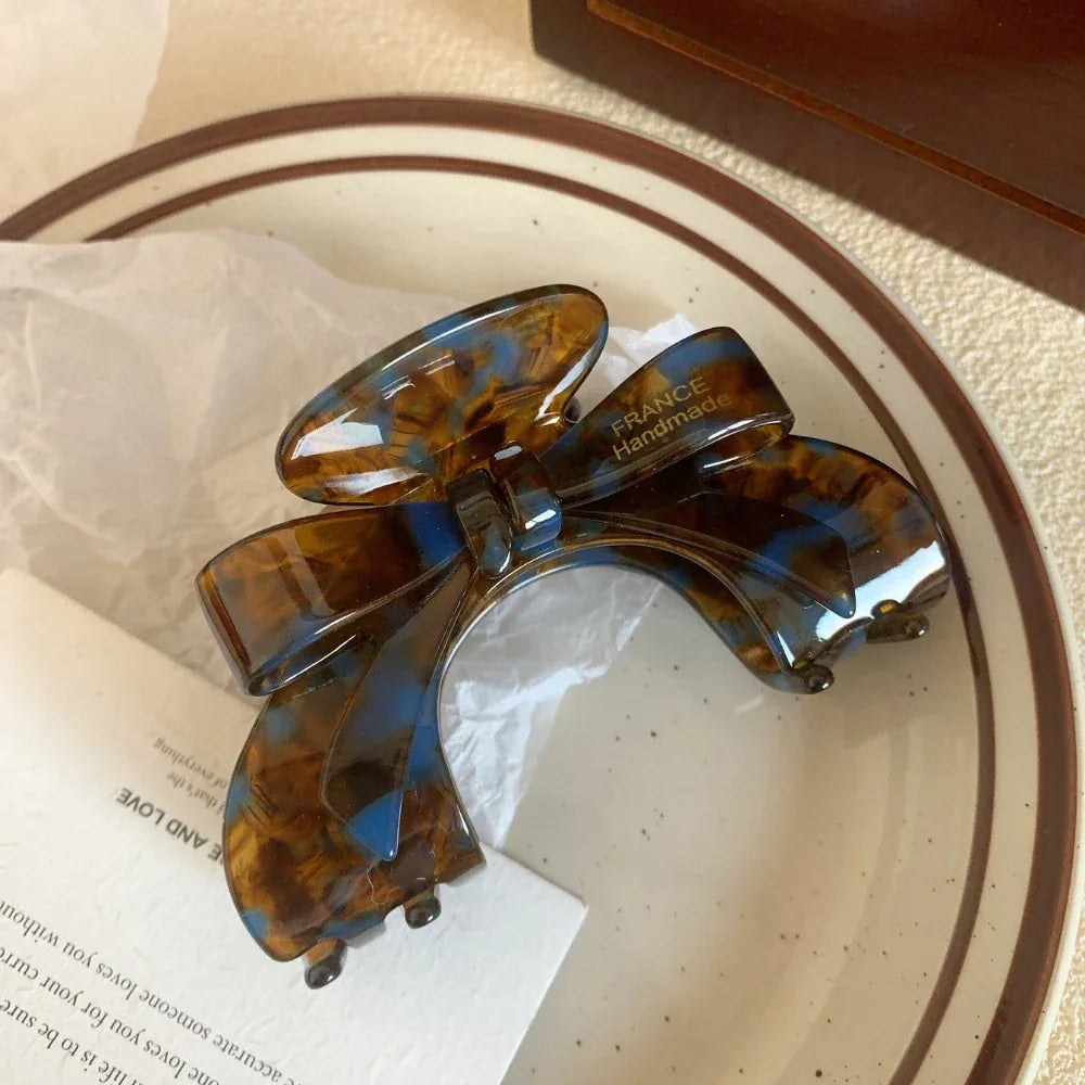 Arched Bow Acetate Hair Claw Clip - 3.5 Inch Ergonomic French Style Clip - TEVQA