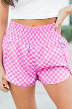 Pink Leopard High Waisted Athletic Shorts - View 6 | TEVQA
