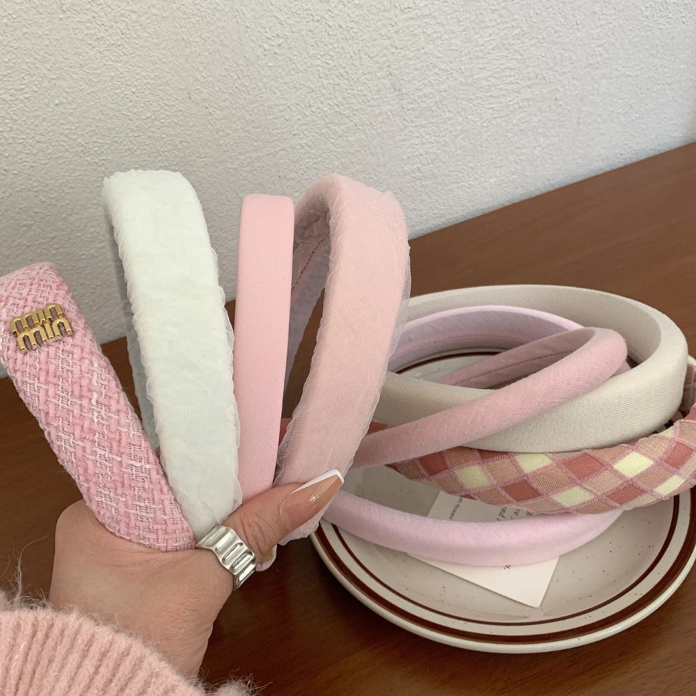 Wide Padded Pink Headband - 1.2 Inch Volumizing