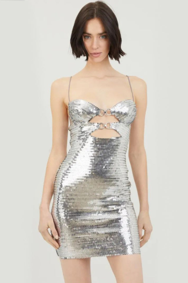 Draped Bra Mini Dress With Double Metal Ring | Dress In Beauty