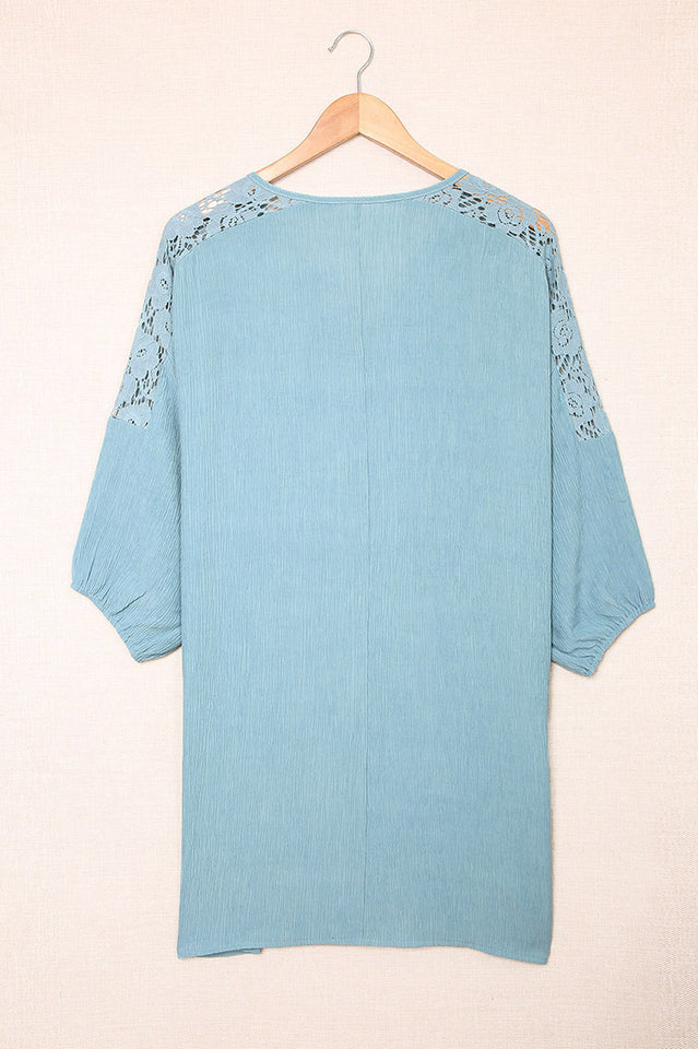 Spliced Lace Three-Quarter Sleeve Cover Up | Dress In Beauty