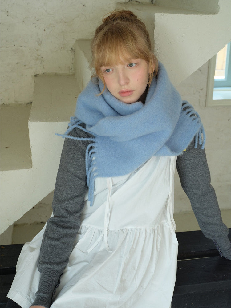 Extra Long Brushed Wool Blend Scarf