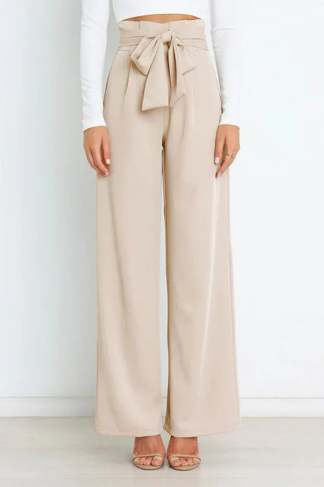 Belted wide leg crepe trousers - View 28 | TEVQA