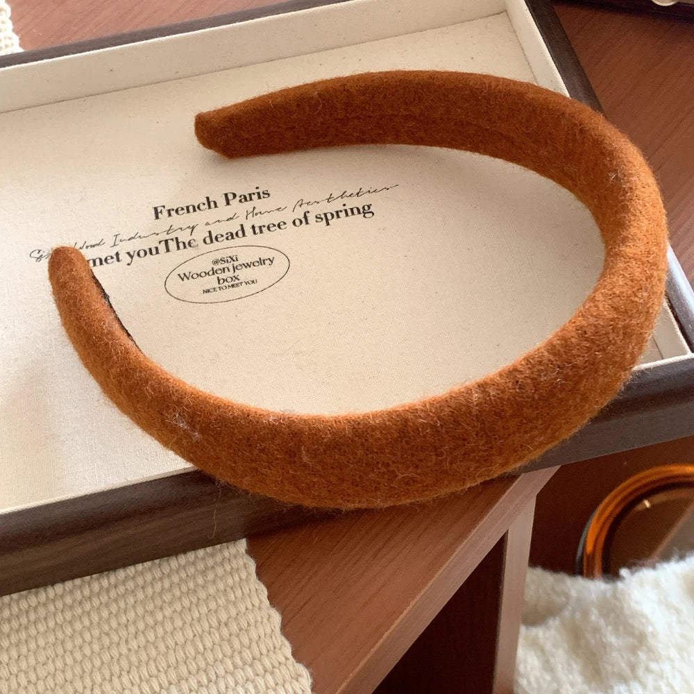 Cozy Wool Felt Padded Headband - 1.2 Inch Autumn Style