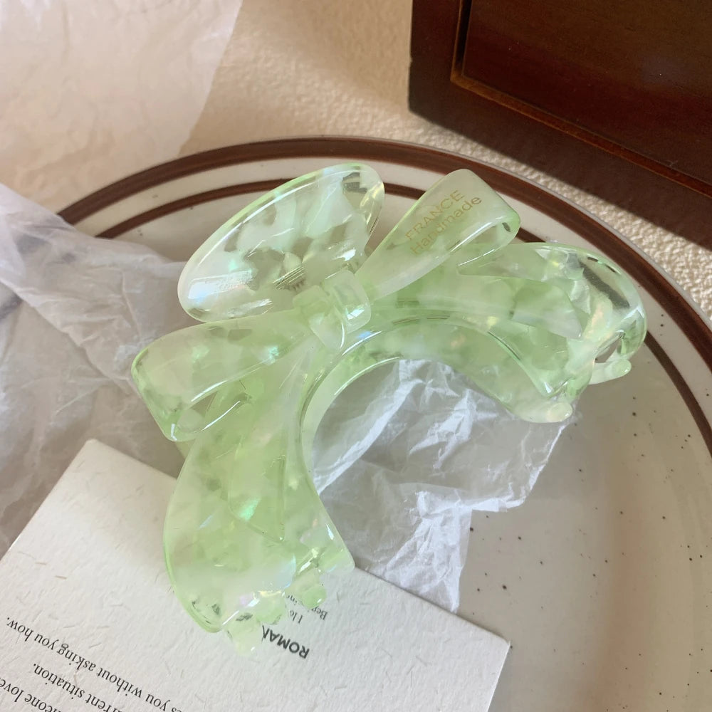 Arched Bow Acetate Hair Claw Clip - 3.5 Inch Ergonomic French Style Clip