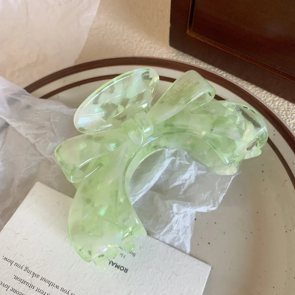 Arched Bow Acetate Hair Claw Clip - 3.5 Inch Ergonomic French Style Clip - TEVQA