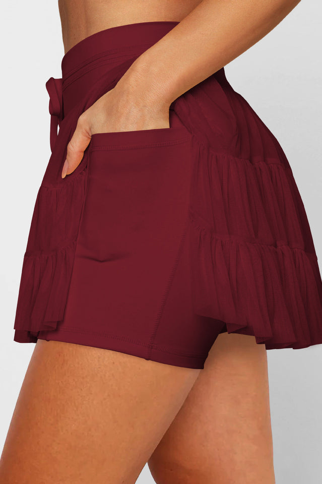 High Waist Plain Mesh Skort | Dress In Beauty