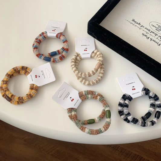 Plush Knit Hair Tie 2-Pack Set - Gentle Snag-Free Strong Hold