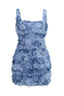 3D floral mini dress with square neckline - View 11 | TEVQA