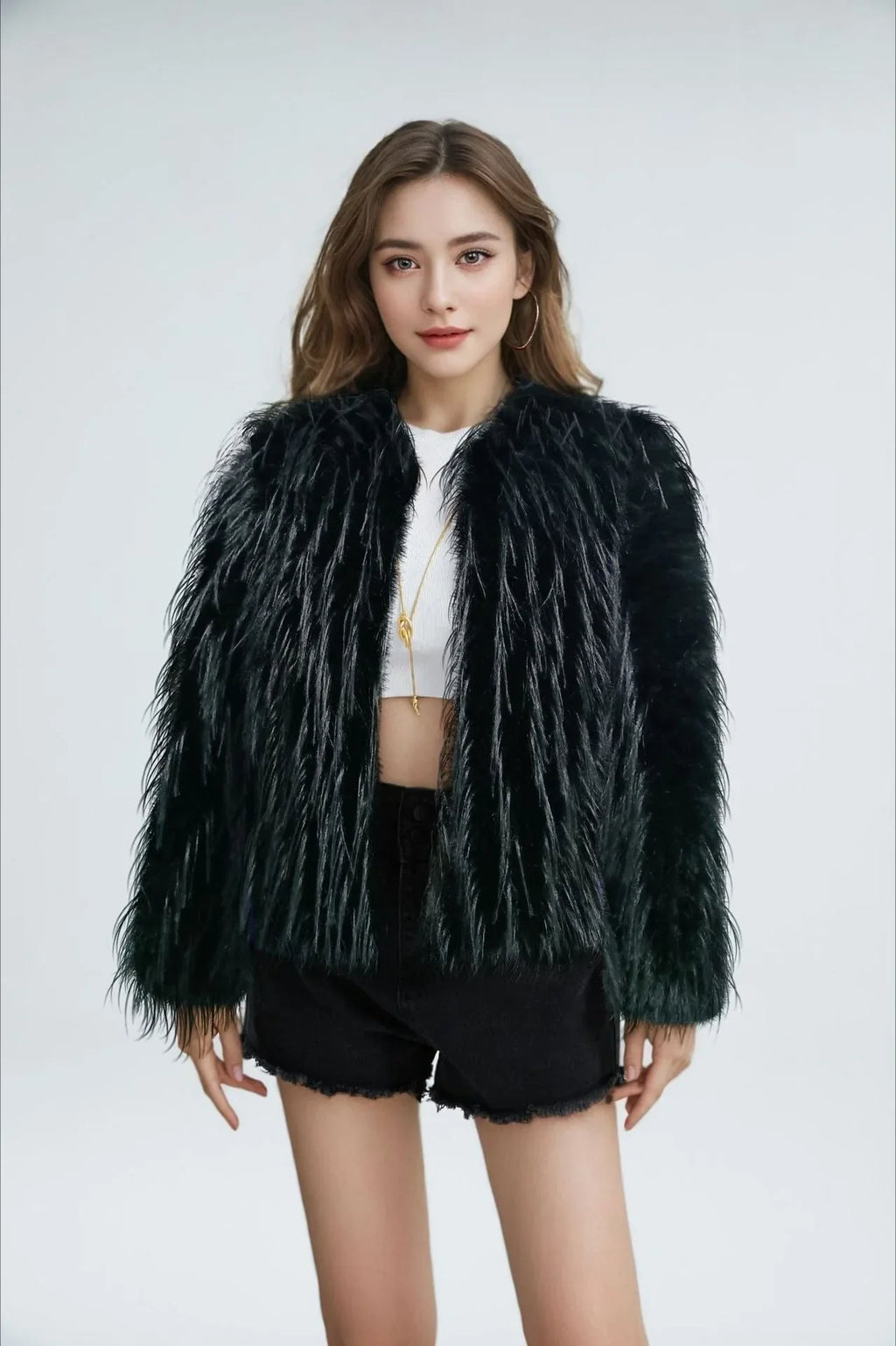 Ethereal Shag Faux Feather Jacket - View 7 | TEVQA