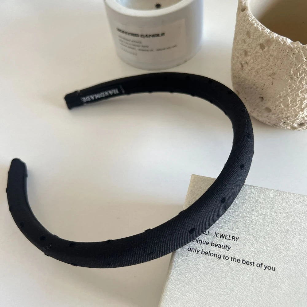 Classic Polka Dot Slim Headband - 0.8 Inch Lightweight Fabric