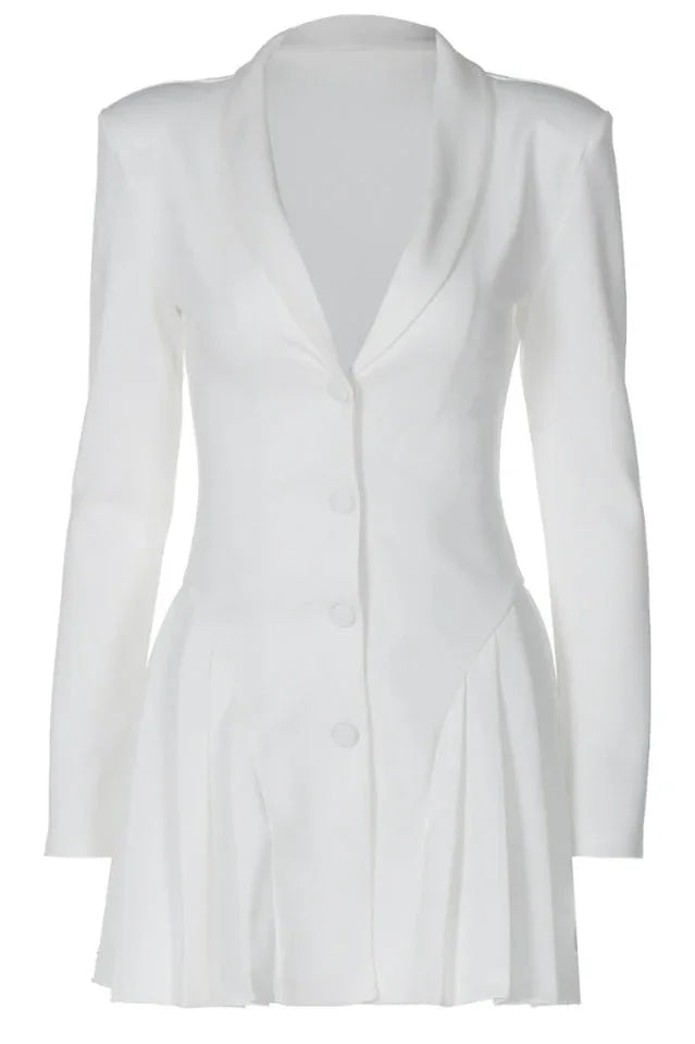 Fitted blazer dress with pleated skirt - View 14 | TEVQA