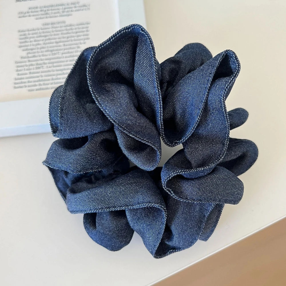 Classic Style Scrunchie - 90s Denim & Retro Polka Dot