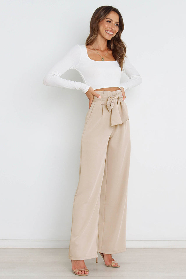 High Waist Belted Straight Leg Pants | Dress In Beauty