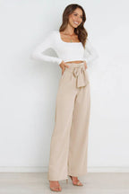 High Waist Belted Wide Leg Pants - View 12 | TEVQA