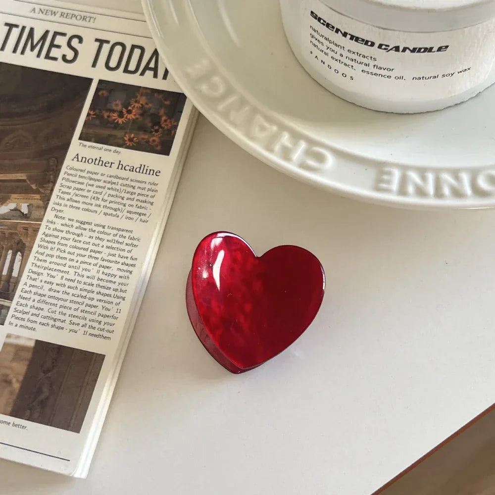 Small Acetate Heart Hair Clip - View 7 | TEVQA