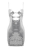 Draped Bra Mini Dress With Double Metal Ring - TEVQA