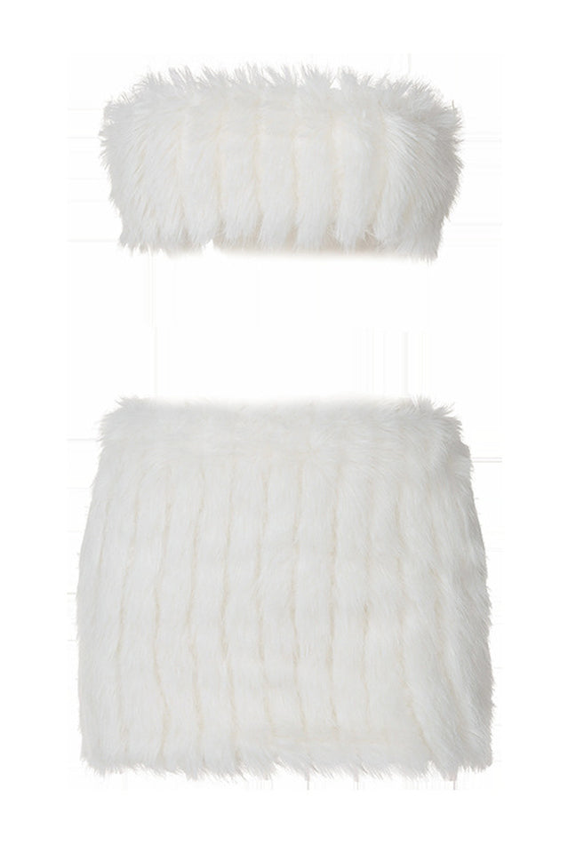 White Fur Skirt Set | Dress In Beauty