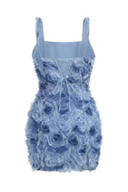 3D floral mini dress with square neckline - View 12 | TEVQA