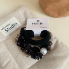 Ruffle Pearl Scrunchie Hair Tie Set - View 8 | TEVQA